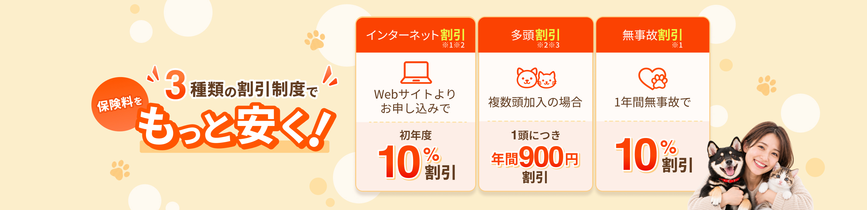 3種類の割引制度で保険料をもっと安く！