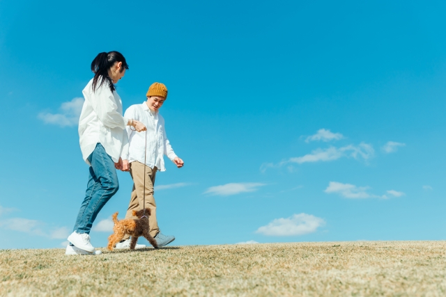 男女と犬