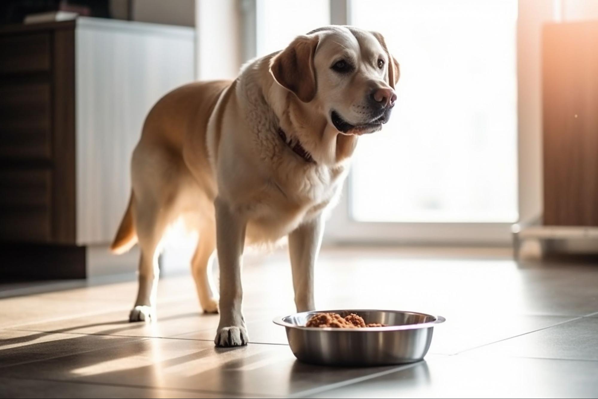 犬、ご飯、待つ